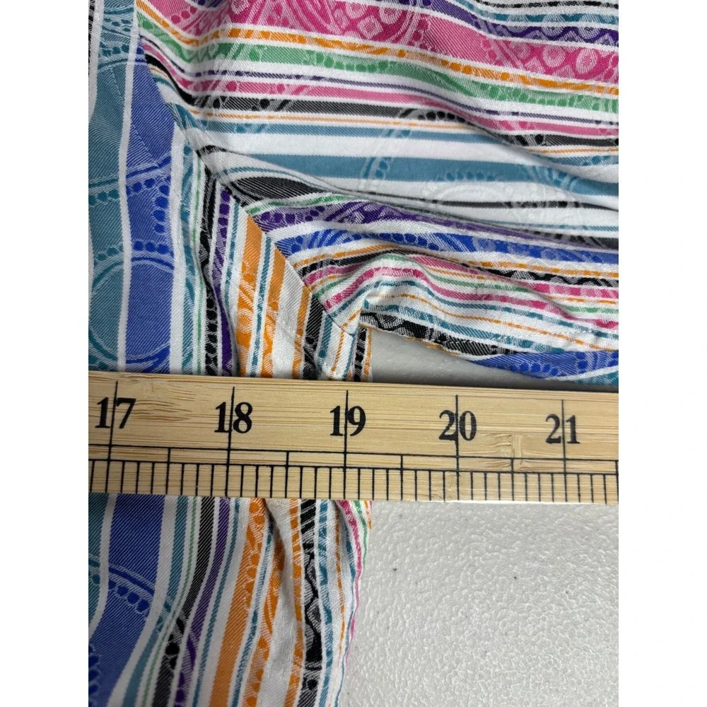 Robert Graham Striped Paisley Pastel Button Down Shirt Boys 18/20 XL 100% Cotton